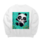 Smile Pop Artの水中パンダ Big Crew Neck Sweatshirt