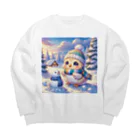 きっとカワイイ何でも図鑑の雪国のひよこ Big Crew Neck Sweatshirt