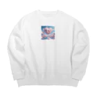 ツキノシタ/ tukinoshitaの空にハートの雲2 Big Crew Neck Sweatshirt