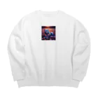 momonekokoの虹色の空を見上げる猫 Big Crew Neck Sweatshirt