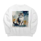 Animal Illustration shopのビション・フリーゼ　Bichon Frise　水彩画風 Big Crew Neck Sweatshirt