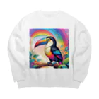 モノモノクローゼットの虹と鳥 Big Crew Neck Sweatshirt