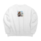 ヨーカズのバイク女子リナ Big Crew Neck Sweatshirt