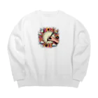 momonekokoのキャンバスに絵を描く女性 Big Crew Neck Sweatshirt