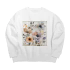 Petia Bloomの水彩風の花 Big Crew Neck Sweatshirt