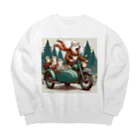 シマのバイクに乗る狼の親子 Big Crew Neck Sweatshirt