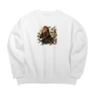 卵かけご飯 / Egg over riceの侍ライオン Big Crew Neck Sweatshirt