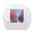 AQUAMETAVERSEの自然の美しい木々と鳥　なでしこ1478 Big Crew Neck Sweatshirt