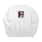 mochi-mameの絶対に勝つ！ Big Crew Neck Sweatshirt