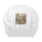 レトロゲームイラストの西洋風動物達のお茶会 Big Crew Neck Sweatshirt