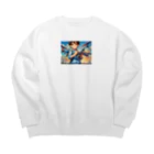 YUIMUNI-ユイム二の空を駆けるかっこいい飛行機模型を手にした子供 Big Crew Neck Sweatshirt