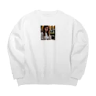 uho_uhoの読書している少女 Big Crew Neck Sweatshirt