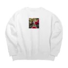 Sunbathingの赤いバラとキンクロハジロ Big Crew Neck Sweatshirt