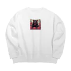 Sunbathingのバラとタスマニアデビル Big Crew Neck Sweatshirt