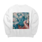 R-mayの鮮やかなマーブル Big Crew Neck Sweatshirt