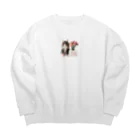 Y m @Y's shopの猫とカーネーション Big Crew Neck Sweatshirt