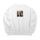 Ten117のアメショと花 Big Crew Neck Sweatshirt