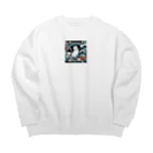 EMAKIの和紋様 x 猫　鯉と桜と波 Big Crew Neck Sweatshirt