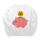 お絵かき屋さんの豚の貯金箱（お金） Big Crew Neck Sweatshirt