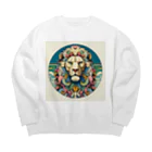 chaochao0701の浮世絵風　ライオン（顔）"Ukiyo-e style lion (face)."  "浮世繪風格的獅子（臉）。" Big Crew Neck Sweatshirt