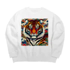 chaochao0701の浮世絵風　虎（顔）"Ukiyo-e style tiger (face)."  "浮世繪風格的虎（臉）。 Big Crew Neck Sweatshirt