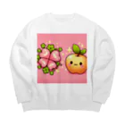 金運上昇金のリンゴの恋愛運アップの金のリンゴとピンクのクローバー Big Crew Neck Sweatshirt