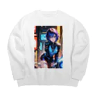 DRILLERのサイバーパンク　2次元美少女 Big Crew Neck Sweatshirt