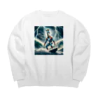 アニマルxスポーツグッズ「アニマル・ヒーローズ」の『キリンKOJIRO - 波乗り嵐での挑戦』 Big Crew Neck Sweatshirt