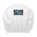 space catの夢見る猫 Big Crew Neck Sweatshirt