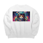 space catの宇宙猫 Big Crew Neck Sweatshirt