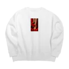 ニゴ猫　shopのred Rose heel  Big Crew Neck Sweatshirt