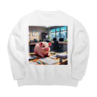 MTHの社内のたすくのすけじゅーりんぐをうみにぶた行 Big Crew Neck Sweatshirt