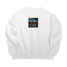 ganeshaの北米ロッキー山脈ステンドグラス Big Crew Neck Sweatshirt