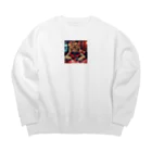 ayame_0923のポーカーをする猫は、いつも冷静な表情を崩さない。 Big Crew Neck Sweatshirt