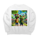 LEAD !のモンスターの仲良し兄弟 Big Crew Neck Sweatshirt