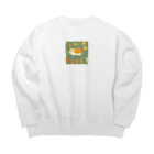 OKameMolꕤ︎︎オカメモルのレトロな花とモルモット Big Crew Neck Sweatshirt