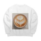 johnny15の贅沢な一杯のラテアート Big Crew Neck Sweatshirt