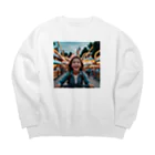 yuyuu_youtubeの笑顔の少女 Big Crew Neck Sweatshirt