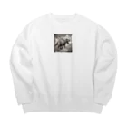 konyuの白黒恐竜 Big Crew Neck Sweatshirt