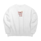 青黒黄色の猫の癒し Big Crew Neck Sweatshirt