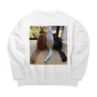 chibi_Lの縁側から外の景色を楽しむ３匹 Big Crew Neck Sweatshirt