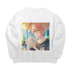 ShopＴＫの夏の爽やかな風に包まれた青年 Big Crew Neck Sweatshirt