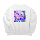 ムラサキゲジゲジのオンラインショップのマカロン ぐちゃぐちゃサイバー Big Crew Neck Sweatshirt