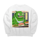 Kyun_uranaiの寿司職人を目指す緑の妖怪 Big Crew Neck Sweatshirt