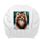 海坊主のポメラニアンのポーくん Big Crew Neck Sweatshirt