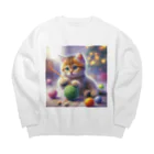 kangekiの遊ぶにゃんこNo.7 Big Crew Neck Sweatshirt