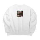 oz-chanのサングラスを掛けているモデルマンチカン猫 Big Crew Neck Sweatshirt