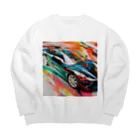 the blue seasonの速さの彩り: 動きを捉えたアート Big Crew Neck Sweatshirt