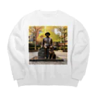 AQUAMETAVERSEの人と犬の銅像　なでしこ1478 Big Crew Neck Sweatshirt