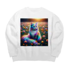 momonekokoの虹色に輝く優雅な猫 Big Crew Neck Sweatshirt